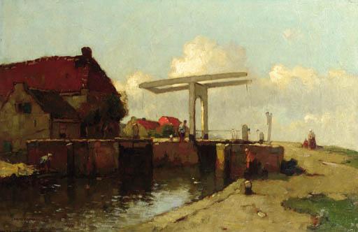 Aris Knikker - A Draw-Bridge Along A Village Canal
