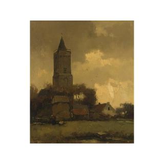 Aris Knikker - A View Of A Village At Dusk