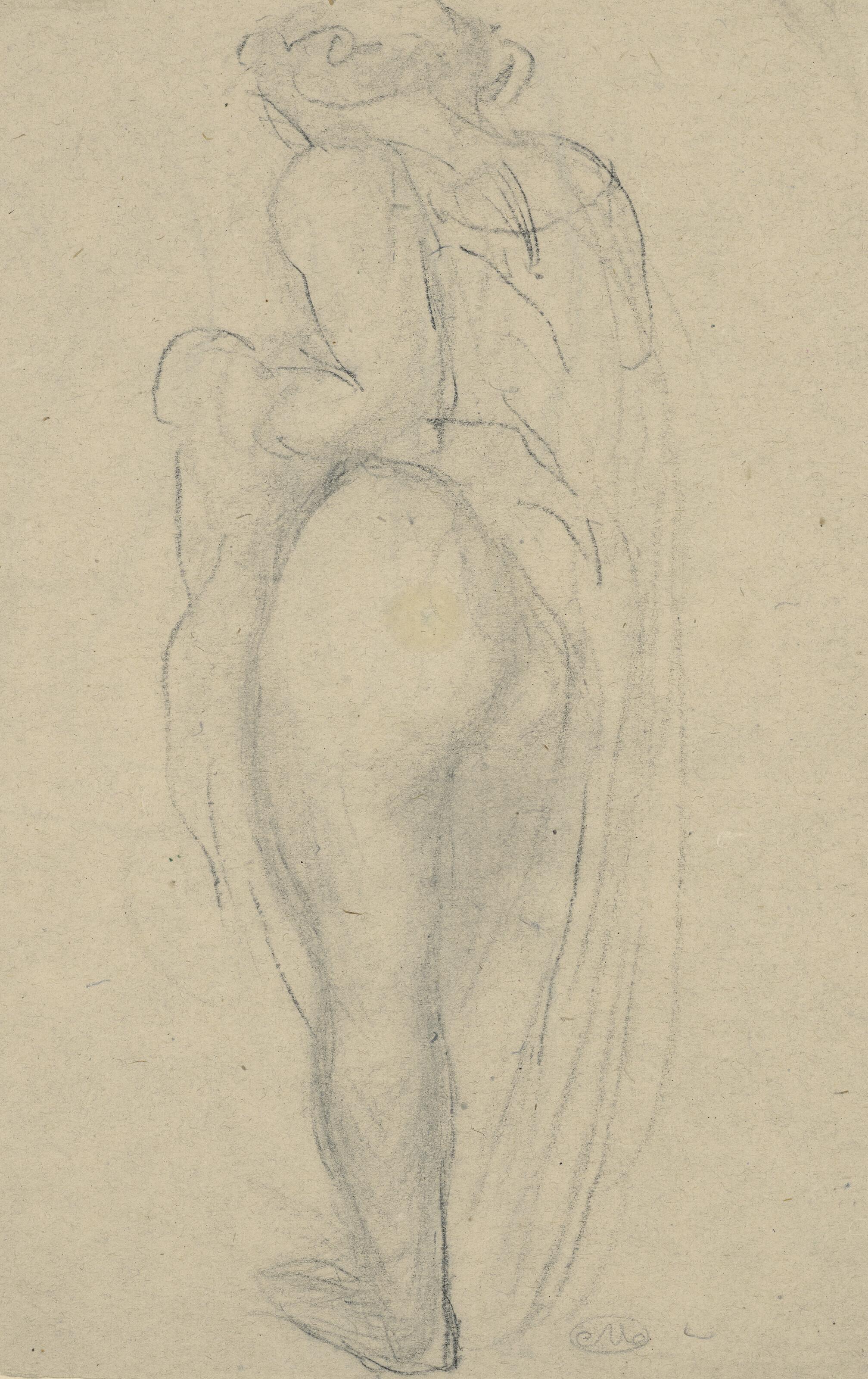 Aristide Maillol - Femme demi-vêtue de dos (recto); Études de jambes (verso)