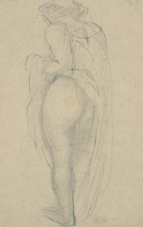 Aristide Maillol - Femme demi-vêtue de dos (recto); Études de jambes (verso)