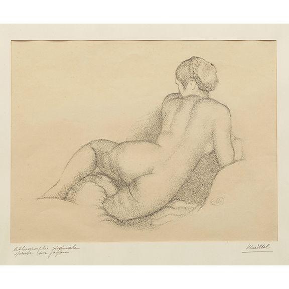Aristide Maillol - Femme nue de dos, demi redressée, Dina sur son coude droit