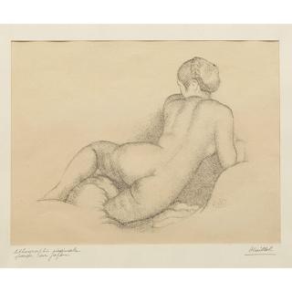 Aristide Maillol - Femme nue de dos, demi redressée, Dina sur son coude droit