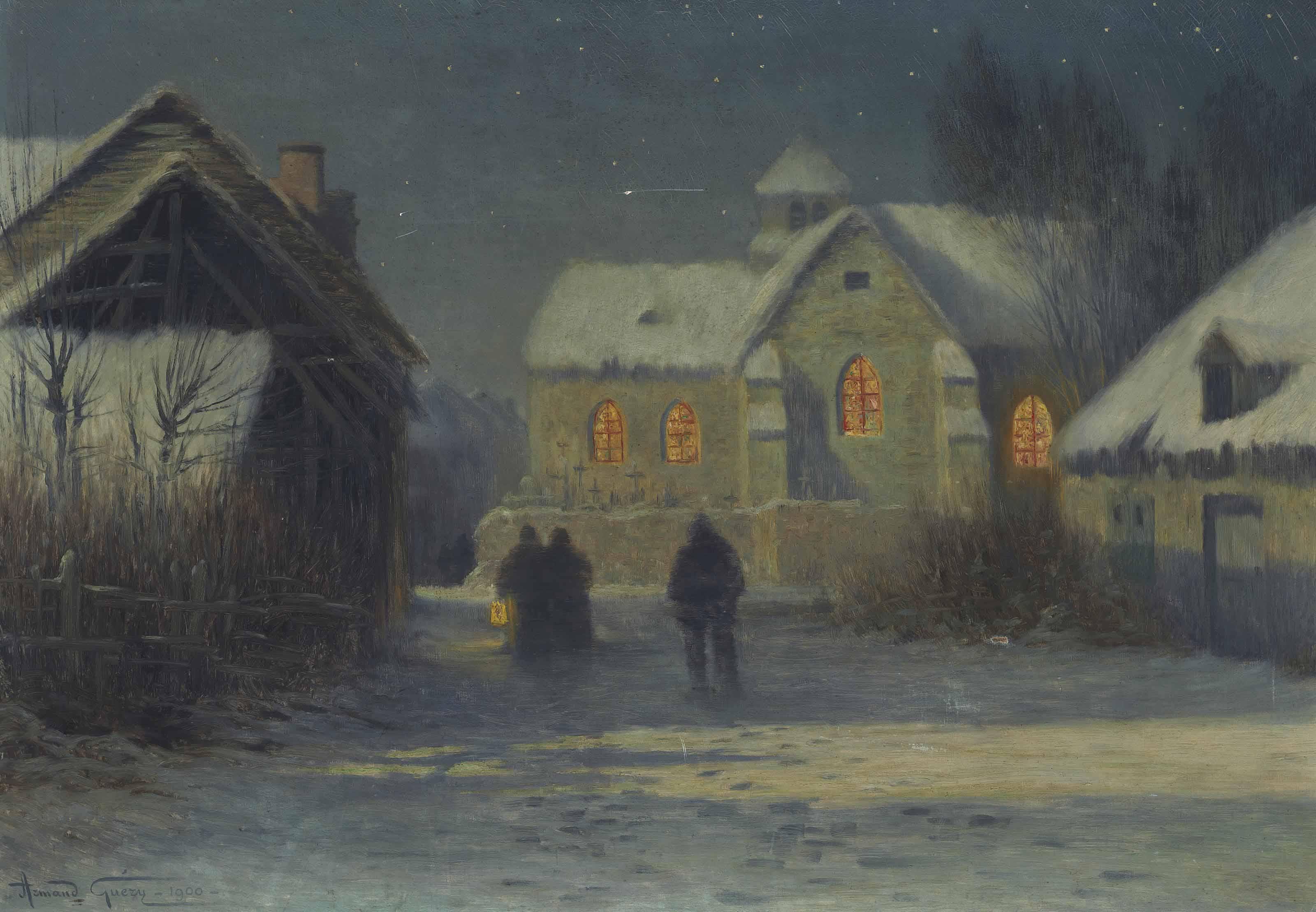 Armand Guéry - Midnight Mass, Christmas Night In Bertincourt, Champagne.