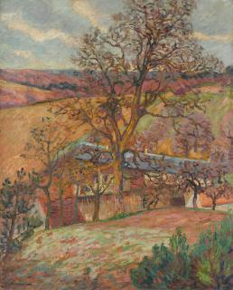 Armand Guillaumin - Ferme et arbres à Saint-Chéron