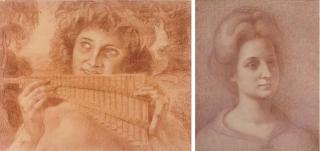 Armand Point - A Bacchanale playing the Pan pipes; and Portrait of a lady, bust-length