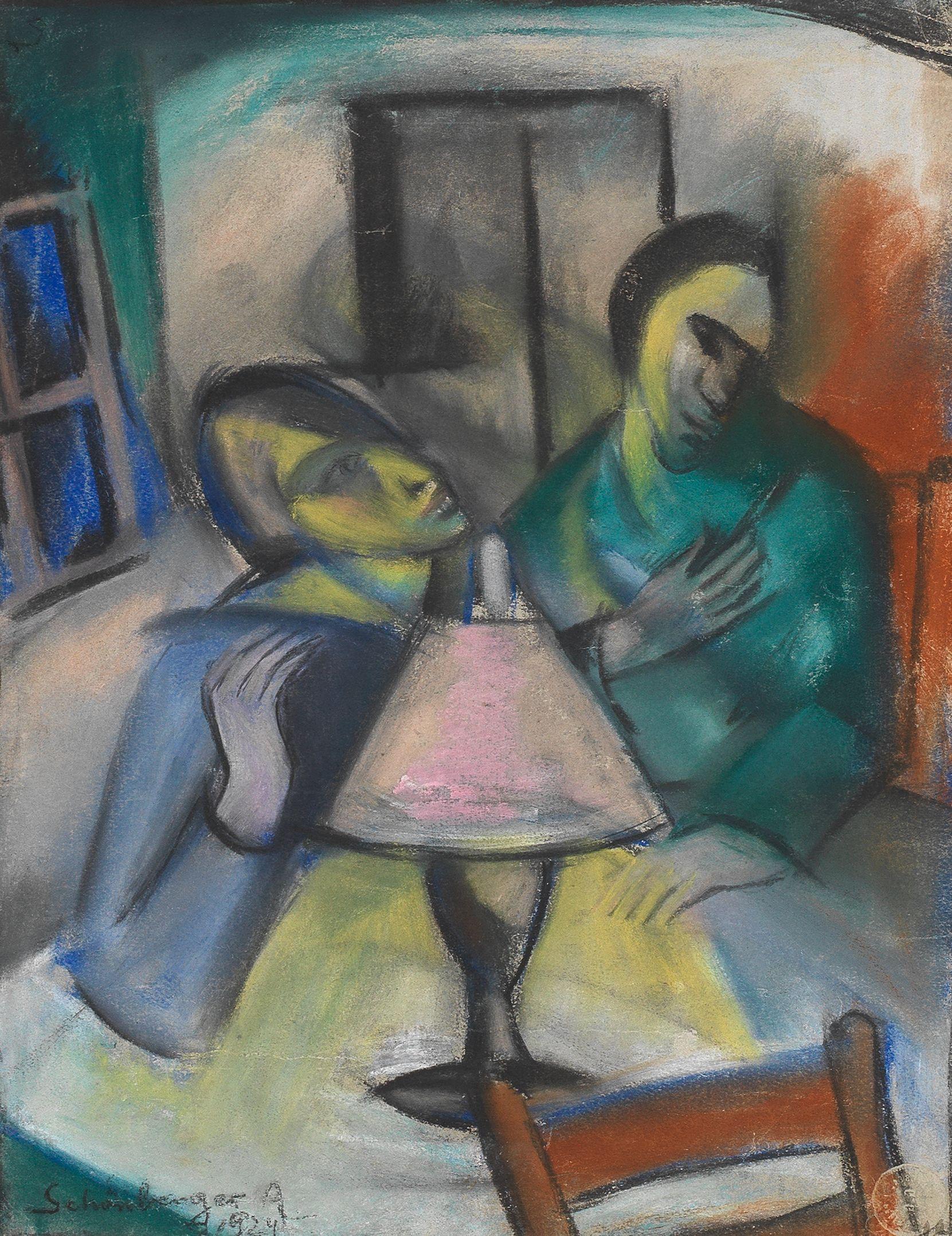 Armand Schönberger - Interior Scene With Figures At A Table