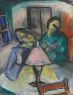 Armand Schönberger - Interior Scene With Figures At A Table