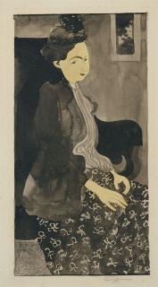 Armand Séguin - Femme assise avec un chapeau à plumes