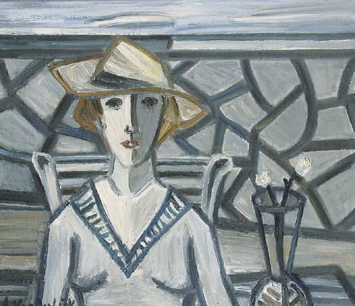 Armand van der Lick - Dame au chapeau de paille - Vrouw met strooien hoed