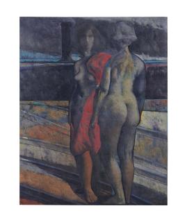 Armando Morales - Deux nus et bateau noir