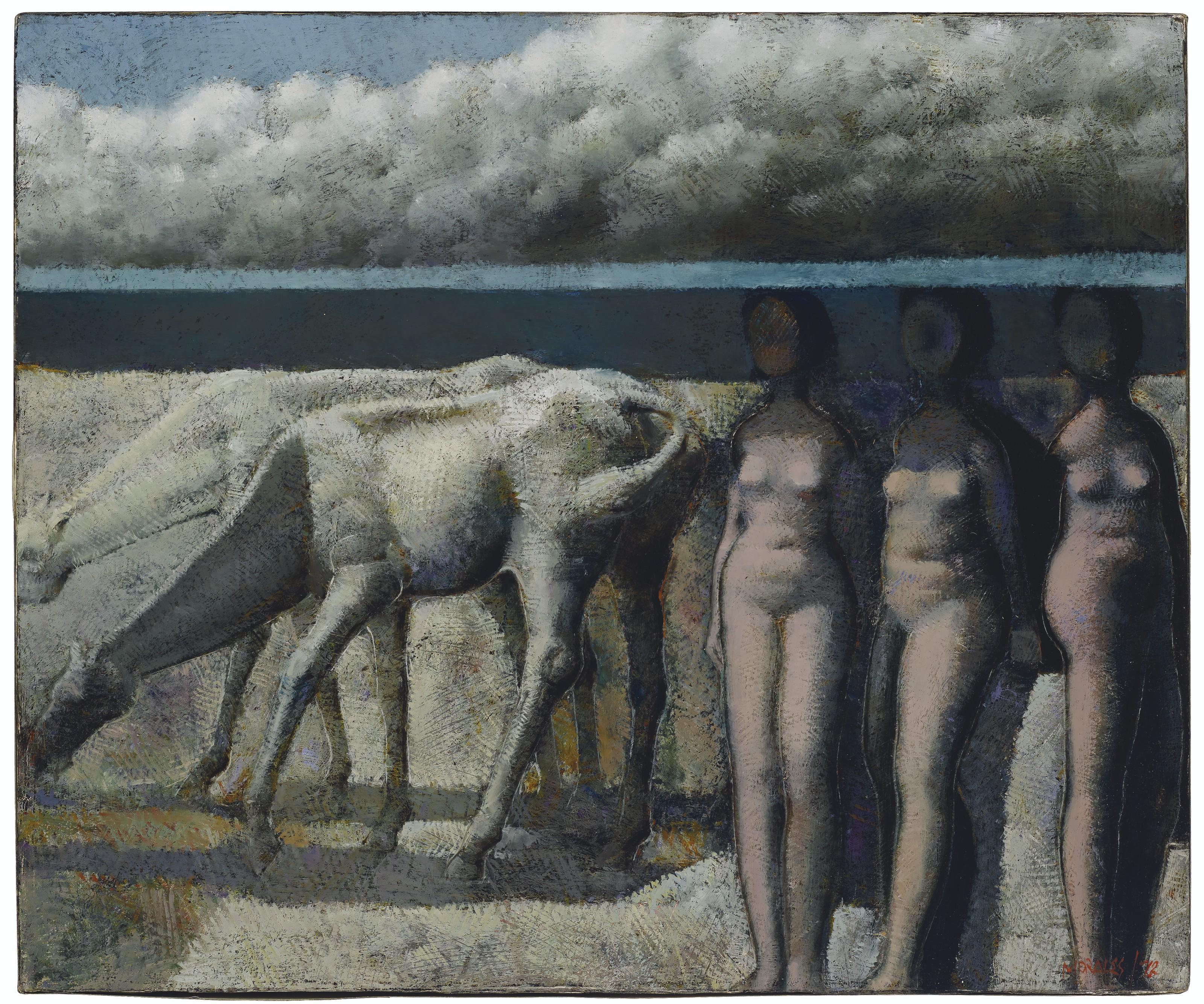Armando Morales - Three Bathers With Two Horses