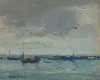 Armin Carl Hansen - Boats and Birds 7 1/2 x 9 1/2in