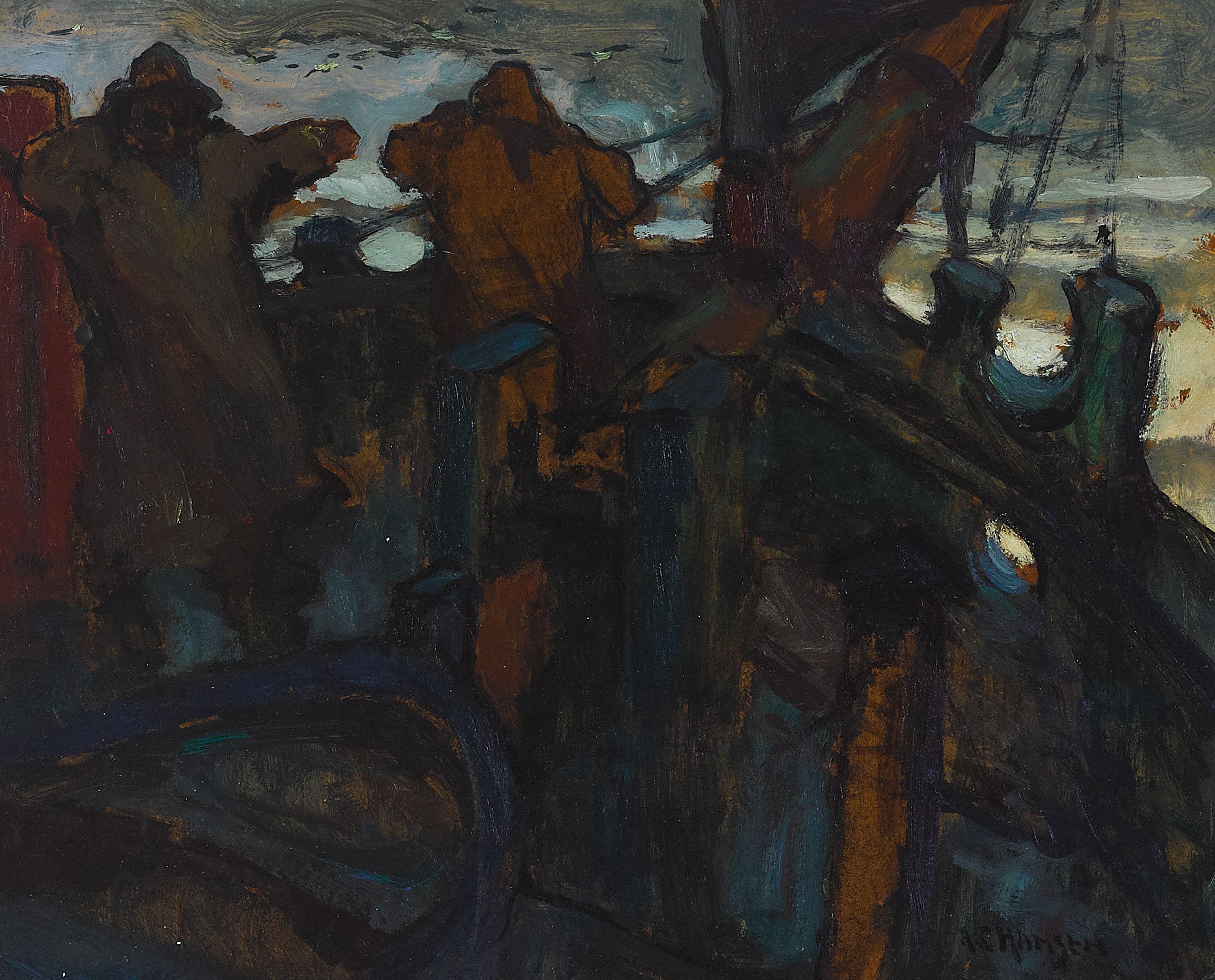 Armin Hansen - Fish in Sight and Landscape (a double-sided work)