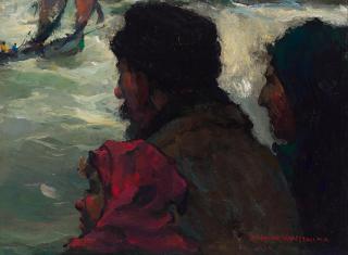 Armin Hansen - Out to Sea 10 1/4 x 13 3/4 in. framed 17 1/2 x 21 in.