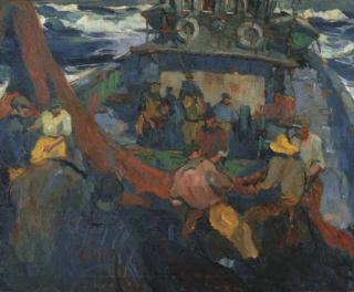 Armin Hansen - Reef Sea Fishermen, Monterey