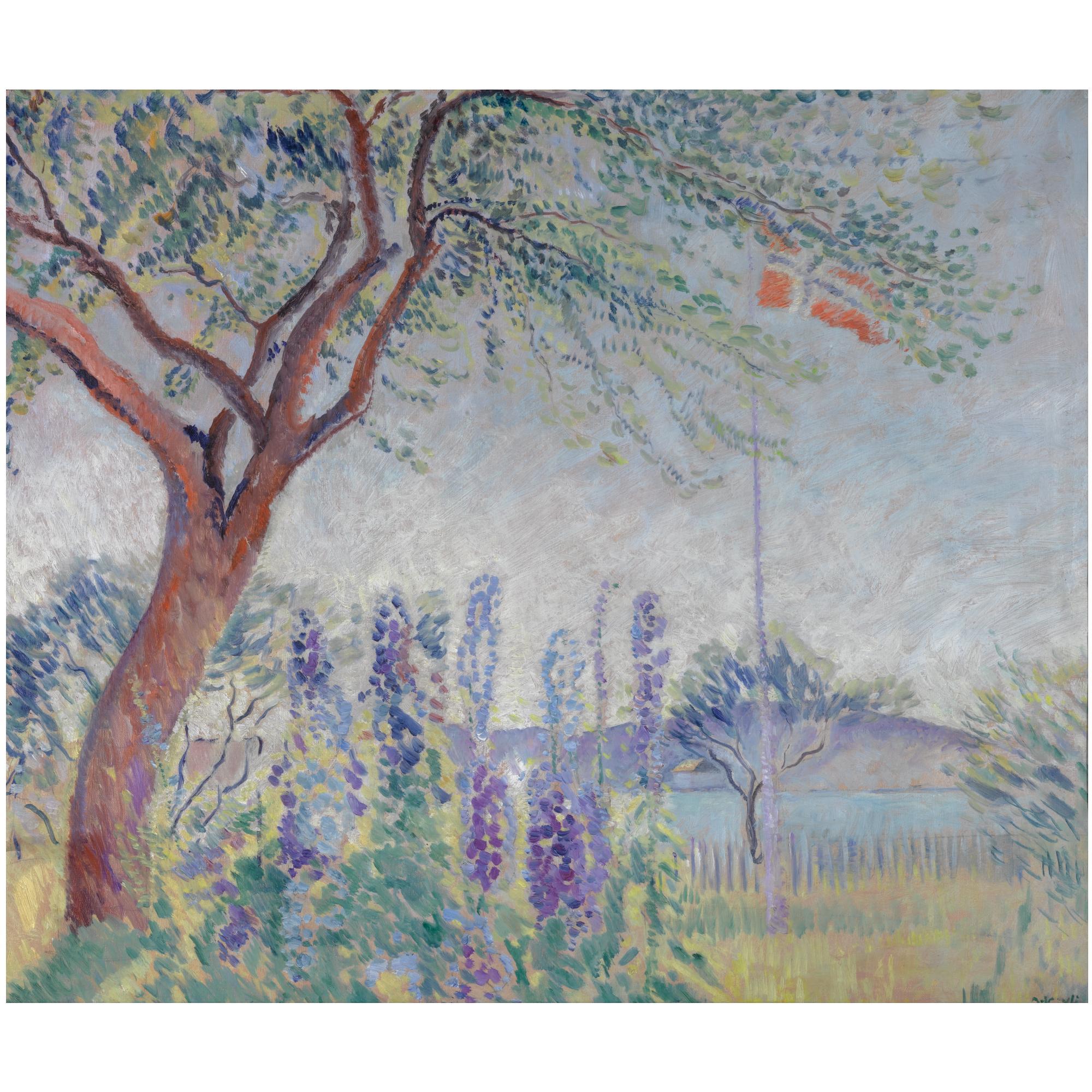 Arne Kavli - Norwegian landskap Med Norsk Flagg (Landscape With Norwegian Flag)