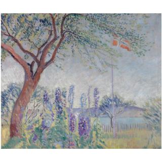 Arne Kavli - Norwegian landskap Med Norsk Flagg (Landscape With Norwegian Flag)