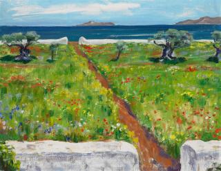 Arnold Balwé - Blumenwiese am Meer.