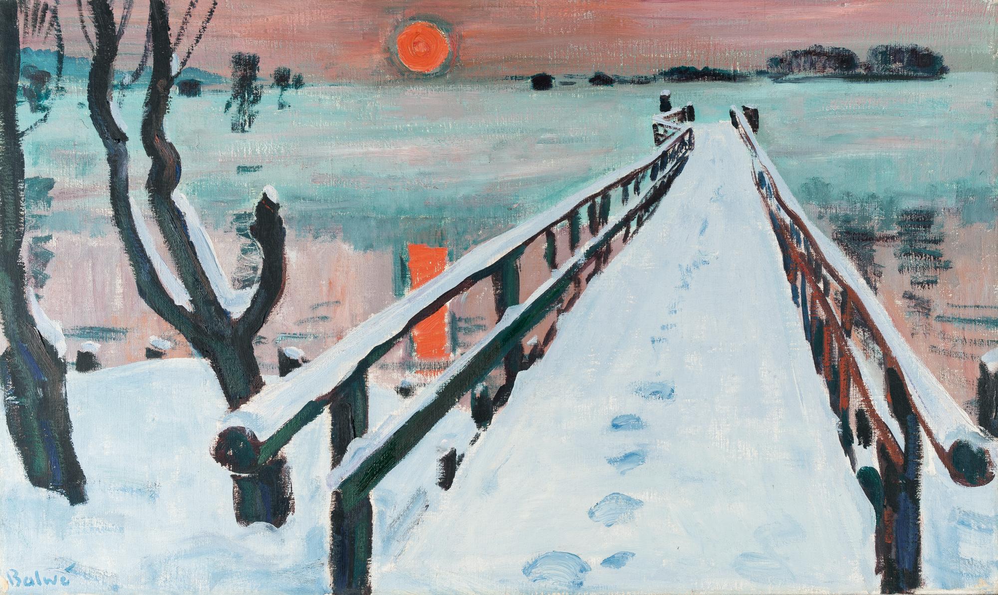 Arnold Balwé - „Sonnenuntergang am See (mit Nebel)“