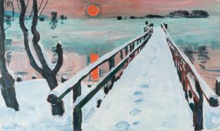 Arnold Balwé - „Sonnenuntergang am See (mit Nebel)“