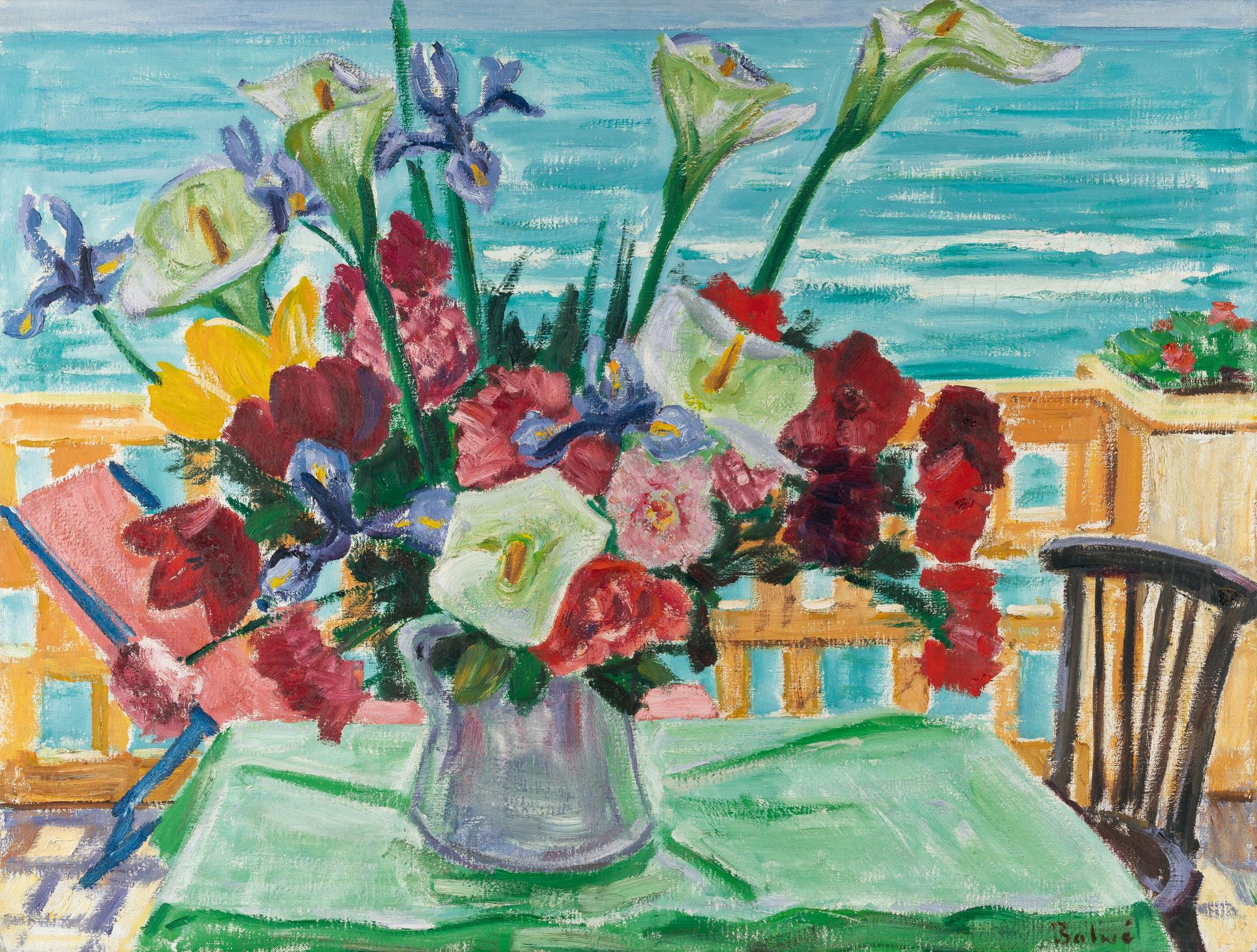 Arnold Balwé - „Strauss am Balkon (überm Meer)“