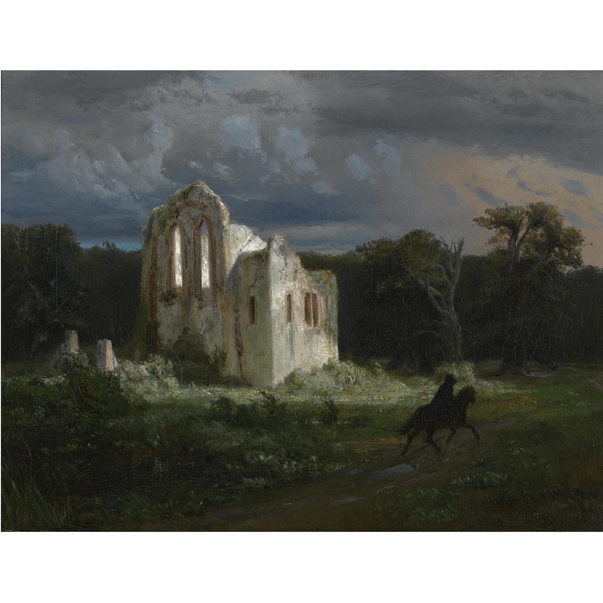 Arnold Böcklin - Swiss mondscheinlandschaft Mit Ruine (Moonlit Landscape)