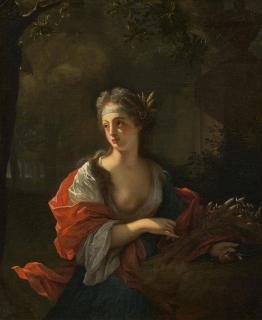Arnold Boonen - Bildnis der Ceres vor einer Waldlandschaft.