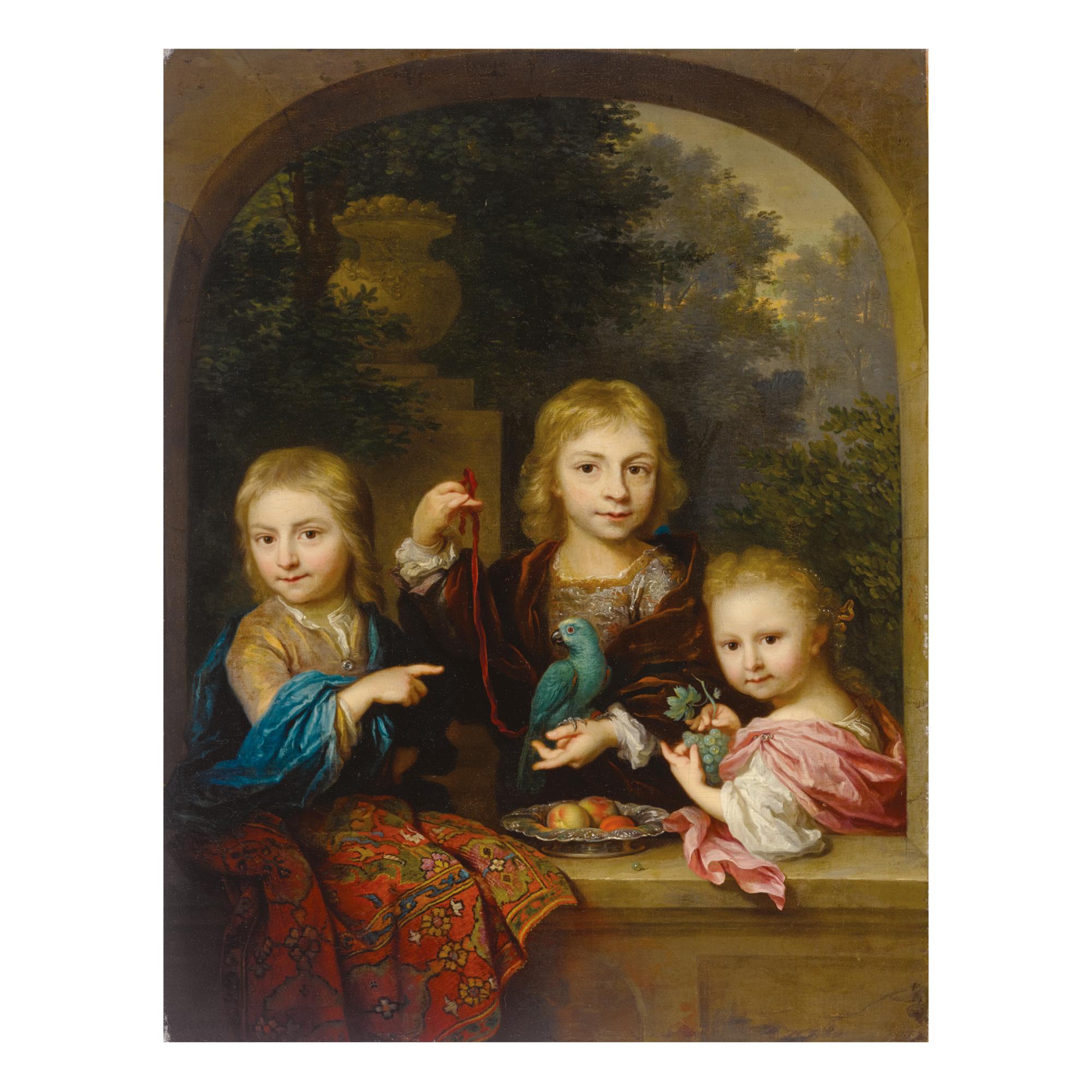 Arnold Boonen - Portrait Of The Geelvinck Children: Nicolaas (1706-1764), Cornelis (1705 - ?) And Catharina Jacoba Geelvinck (1710-1759)