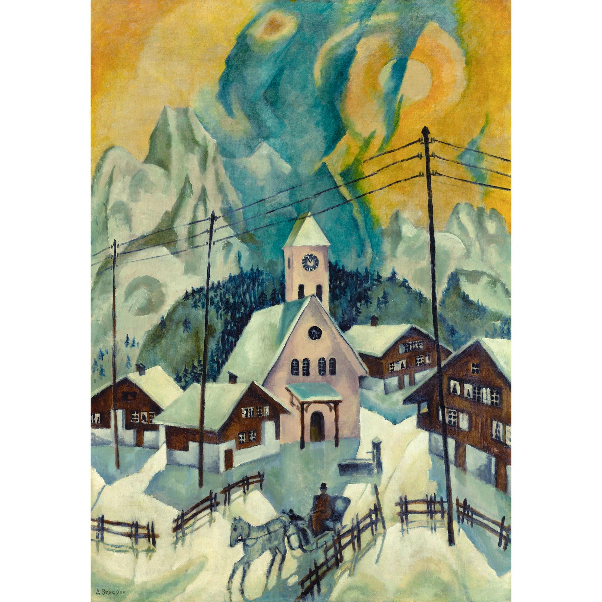 Arnold Brügger - Bergdorf (Sonnige Winterlandschaft)