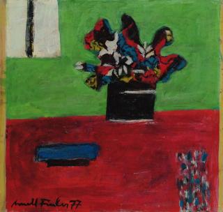 Arnold Fiedler - Schwarze Blumen auf Grün