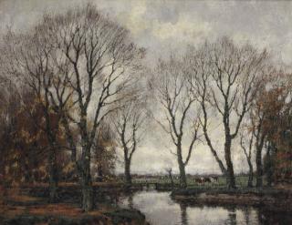 Arnold Marc Gorter - Cows along the Vordense Beek in autumn