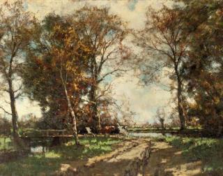 Arnold Marc Gorter - Cows on a birchpath