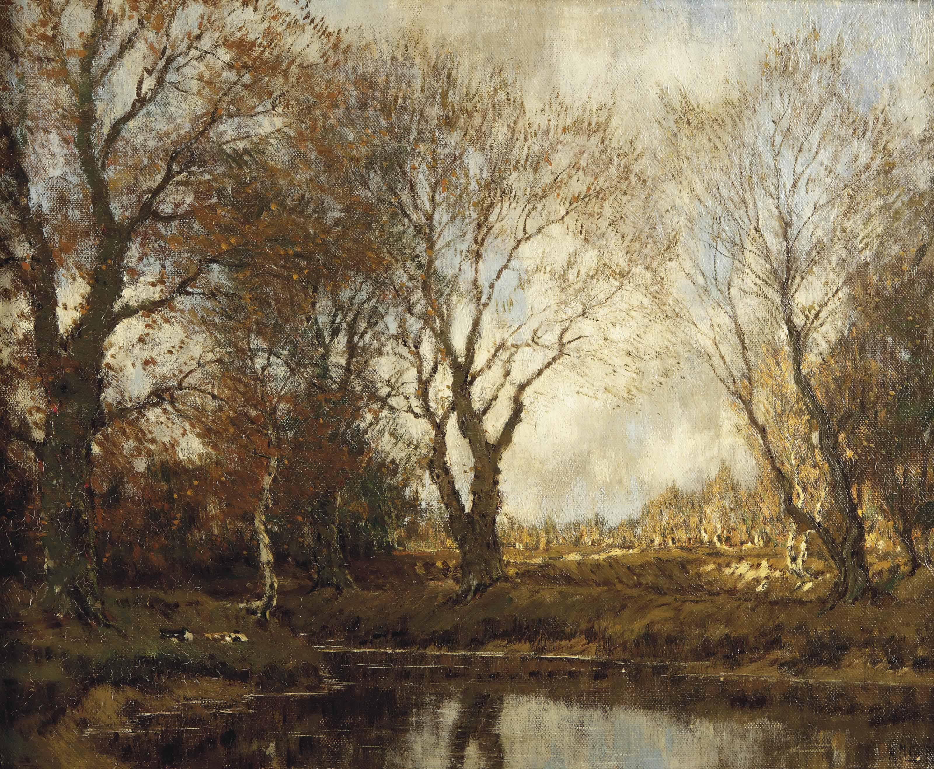 Arnold Marc Gorter - Ducks near a pond in autumn