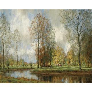 Arnold Marc Gorter - Dutch Cows Grazing Near The Vordense Beek