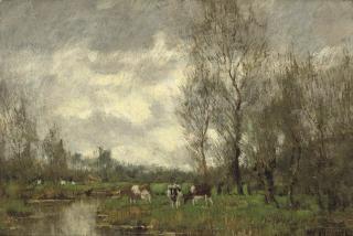 Arnold Marc Gorter - Grazing cows near the waterfront