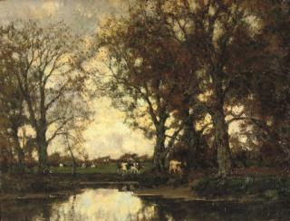 Arnold Marc Gorter - Herfst: cattle by the Vordense beek