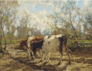 Arnold Marc Gorter - Leading The Cattle Along A Country Track