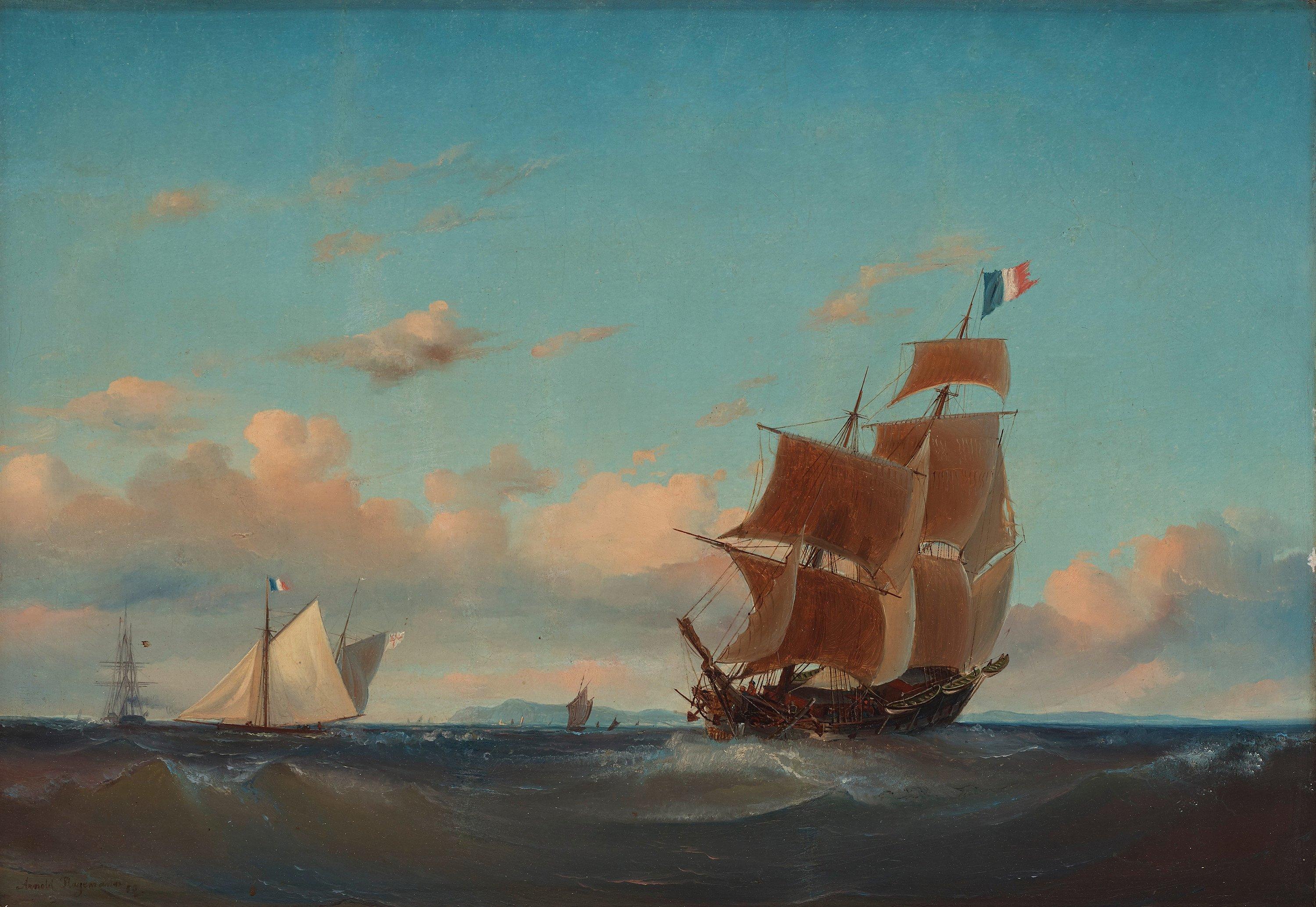 Arnold Plagemann - Seascape with ships