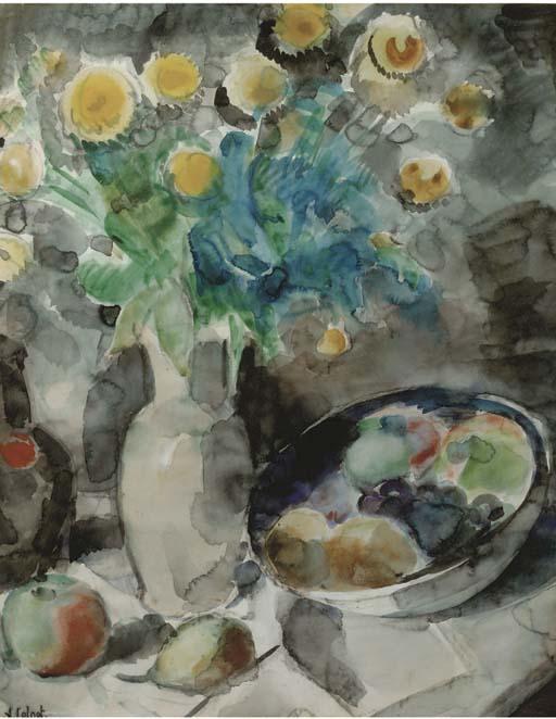 Arnout Colnot - A still life with flowers and fruits