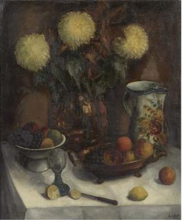 Arnout Colnot - Stilleven Chrysanten en Fruit - Still life with chrysanthemums and fruit