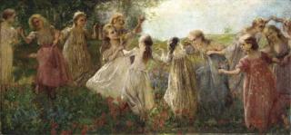 Arpad Balint - Young Girls dancing in a Summer Meadow