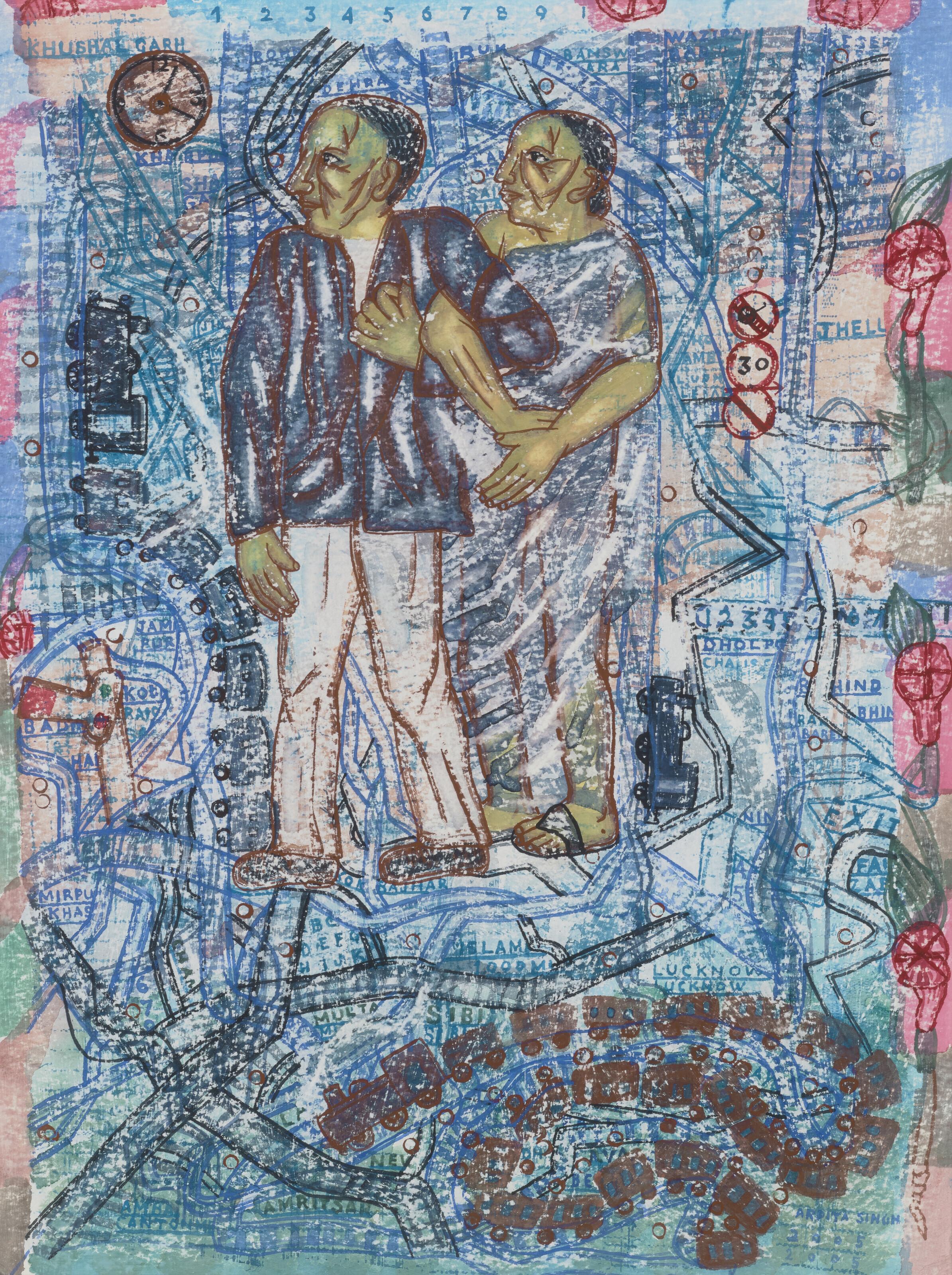 Arpita Singh - Untitled (Railway Station)