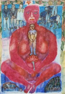 Arpita Singh - Untitled (Woman in Pink)