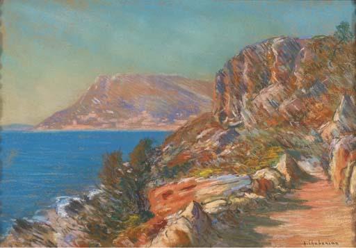 Arsène Chabanian - Un Paysage Côtier Avec Un Sentier Bordé De Végétation