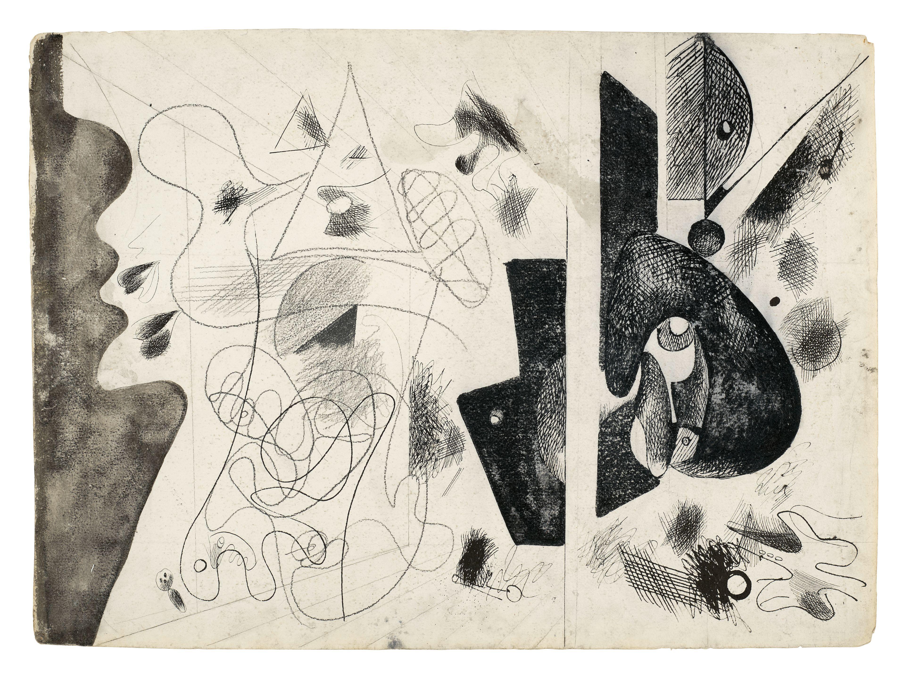 Arshile Gorky - Nighttime, Enigma, and Nostalgia; Head of a Woman in Profile