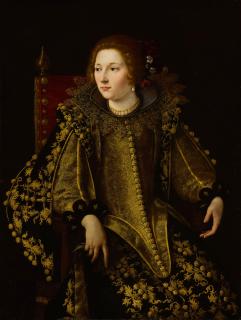 Artemisia Gentileschi - Portrait of a seated lady, three-quarter length, in an elaborate and gold-embroidered costume, possibly Caterina Savelli, Principessa di Albano
