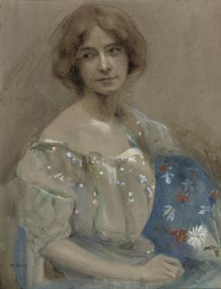 Arthur Ambrose McEvoy, A.R.A., A.R.W.S. - Portrait of a woman with a blue shawl