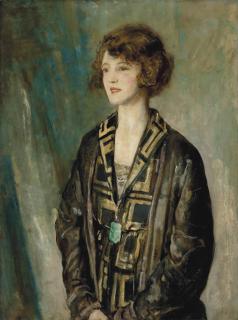 Arthur Ambrose McEvoy, A.R.A. - Portrait of Mrs Charles Romer-Williams, wearing a jade pendant