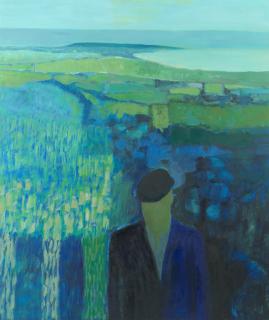 Arthur Armstrong R.H.A. - Figure in a Blue Landscape
