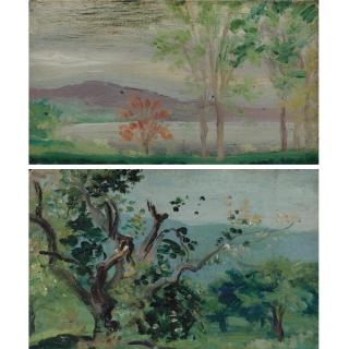 Arthur B. Davies - Old Apple Orchard And Rockland Landscape: A Pair Of Paintings